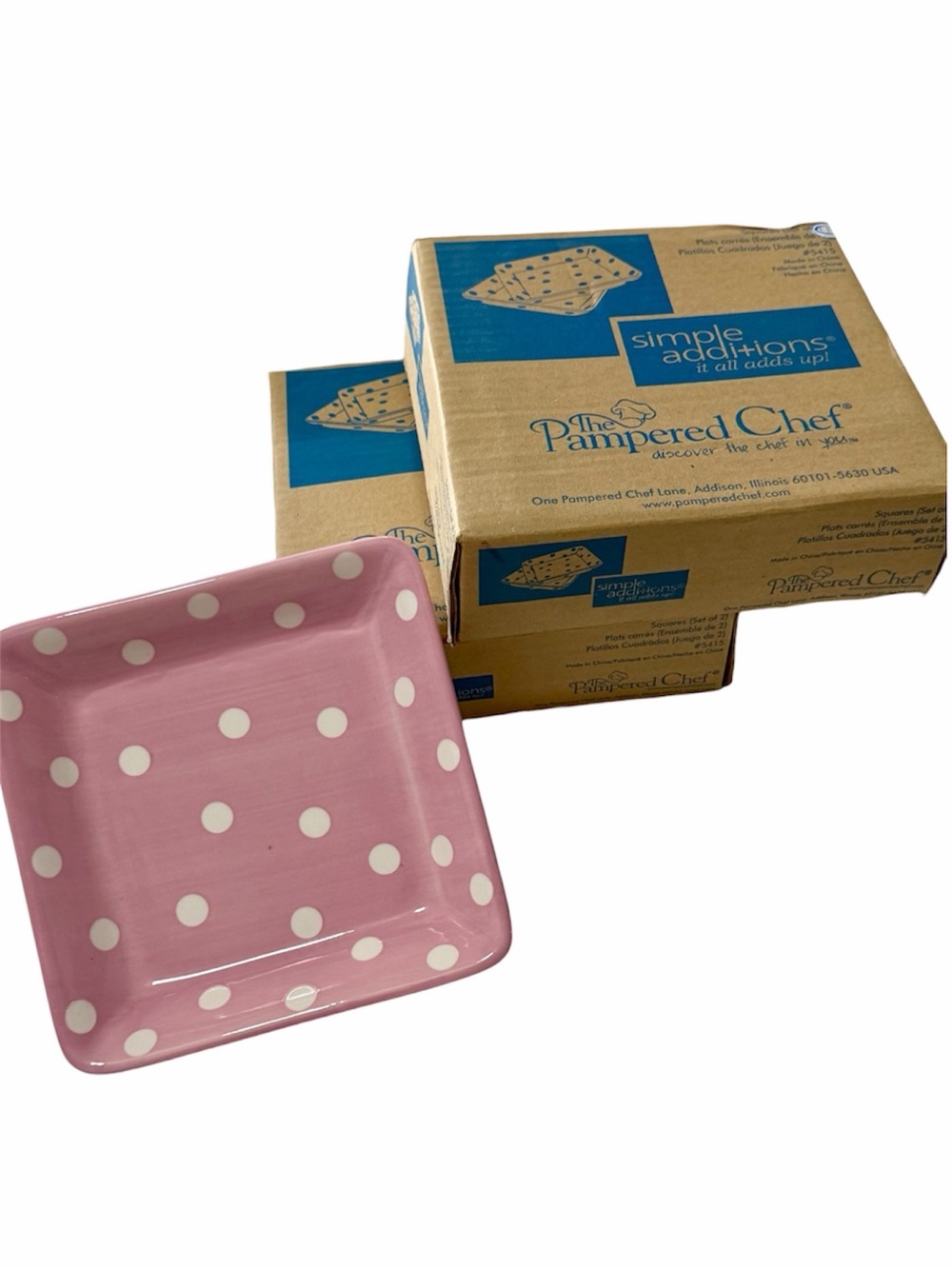 NIB Pampered Chef Pink Plates #5415 Help Whip Cancer Discontinued (Two)